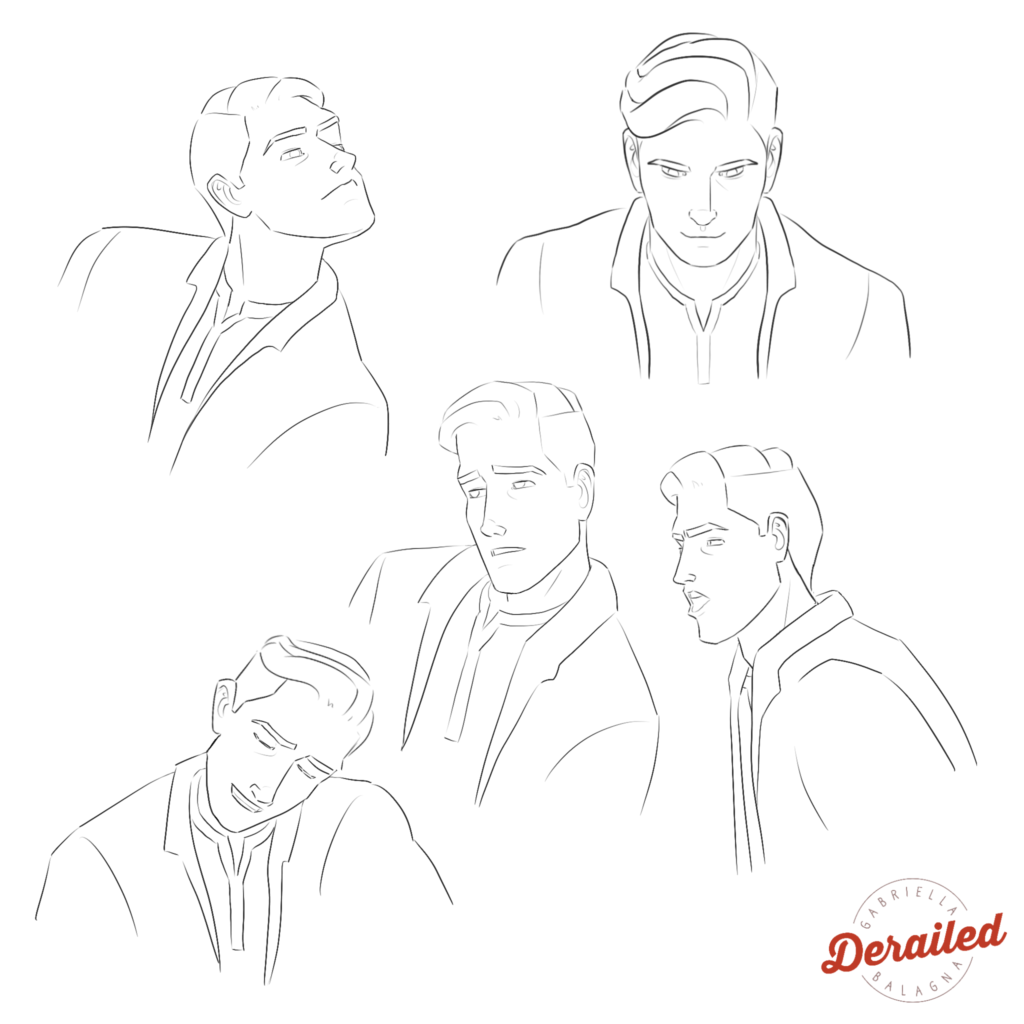 Toby Expression Sheet, behind the scenes for Derailed
