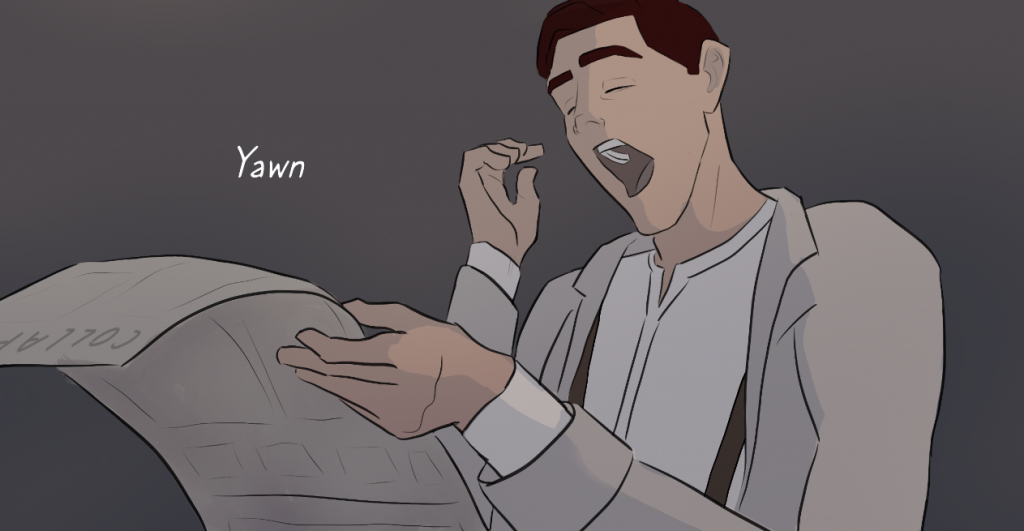 drawing man yawning