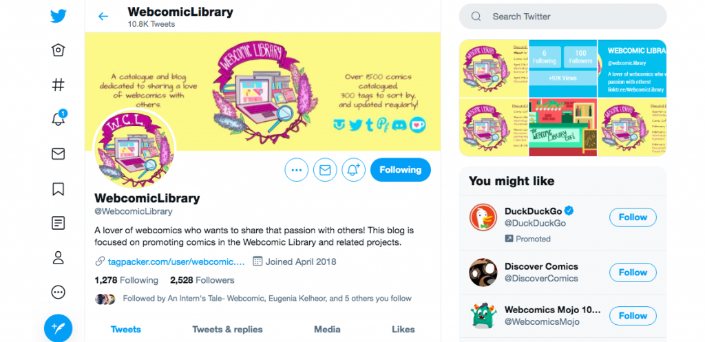 Webcomic Library Twitter - Webcomic Promoter