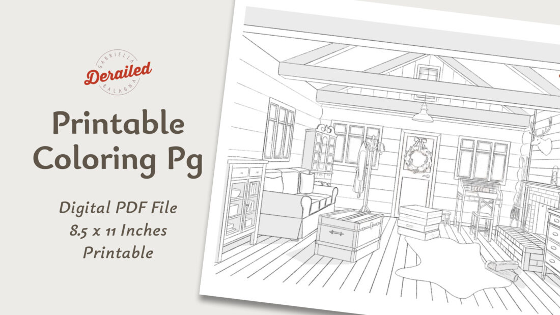 derailed cabin coloring page